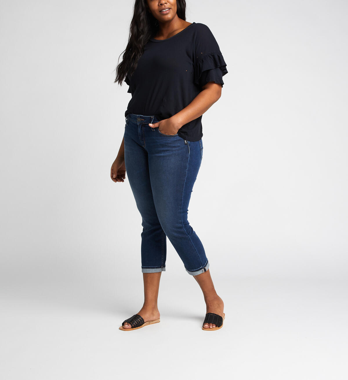 Elyse Mid-Rise Curvy Relaxed Capri, , hi-res image number 2