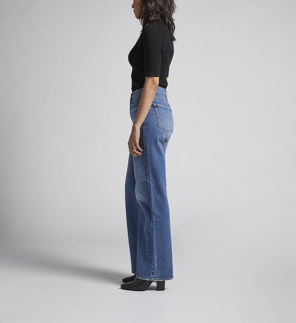 Highly Desirable High Rise Trouser Leg Jeans, Indigo, hi-res image number 2