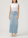Side Slit Denim Maxi Skirt, , hi-res image number 0