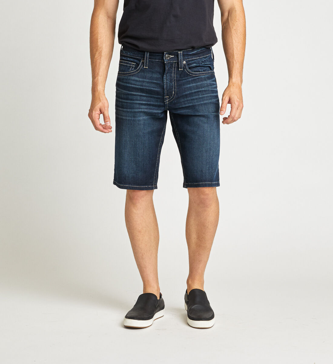 mens silver jean shorts