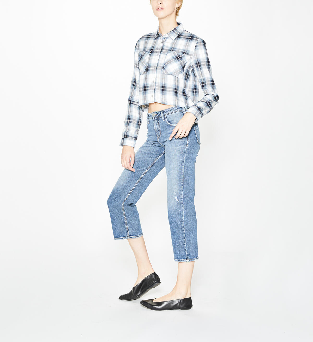 Wide Leg Crop High Rise Dark Wash, , hi-res image number 2