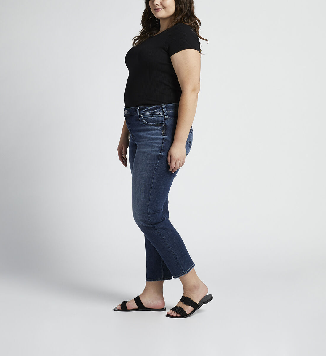 Elyse Mid Rise Straight Crop Jeans Plus Size Side