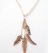 Gold-Tone Braided Feather Necklace, , hi-res image number 1
