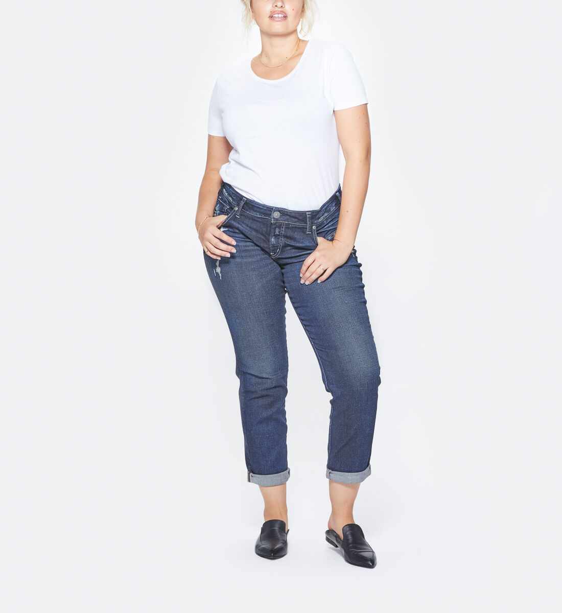 Buy Sam Boyfriend Mid Rise Slim Leg Jeans Plus Size for USD 89.00