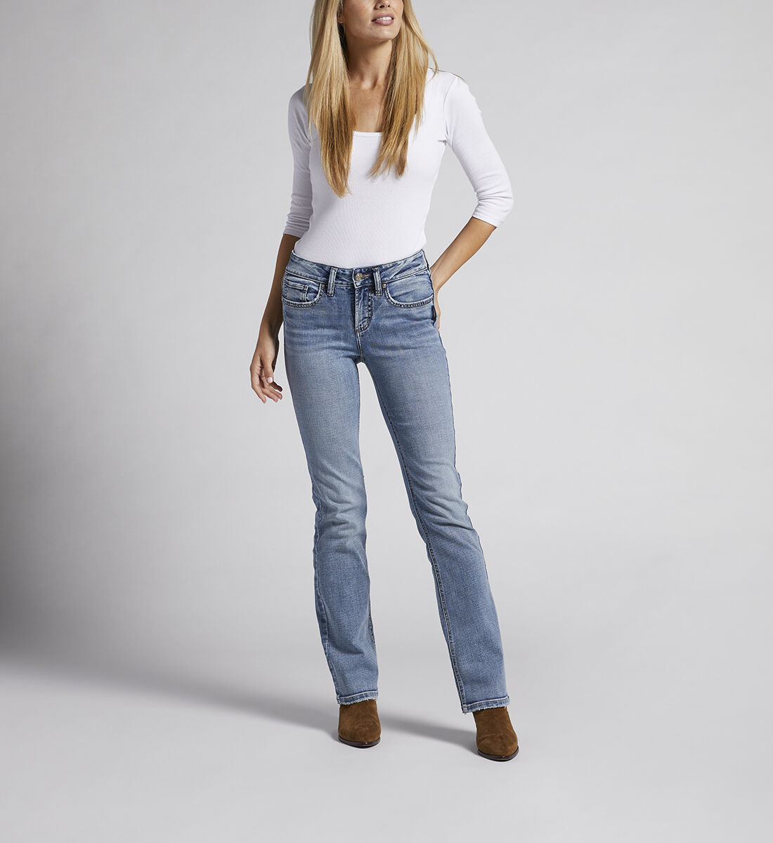 Suki Mid Rise Slim Bootcut Jeans Front