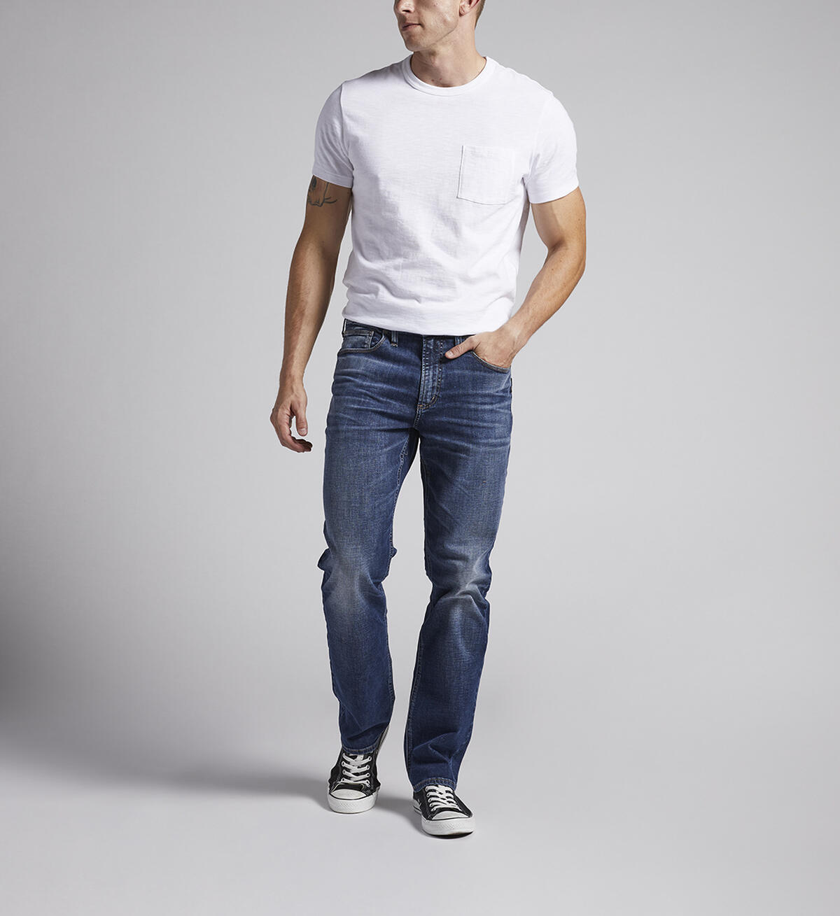 Machray Athletic Fit Straight Leg Jeans, Indigo, hi-res image number 0