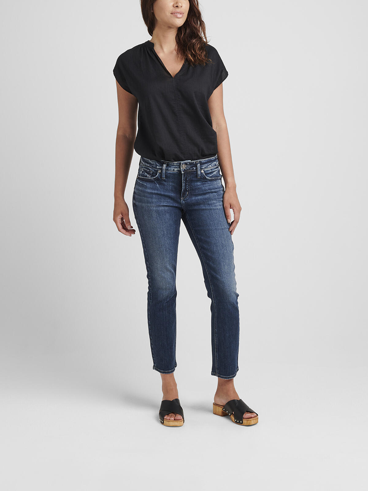 Elyse Mid Rise Straight Crop Jeans, , hi-res image number 0