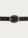 Women's Genuine Leather Belt with Textured Oval Buckle, , hi-res image number 1
