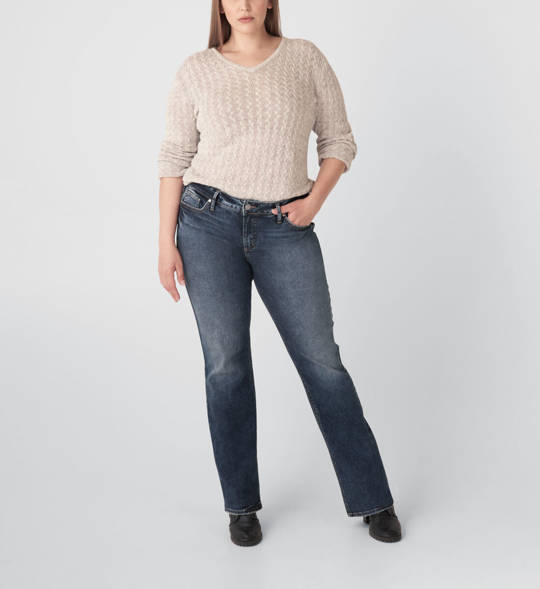 Buy Elyse Mid Rise Slim Bootcut Jeans Plus Size for USD 89.00