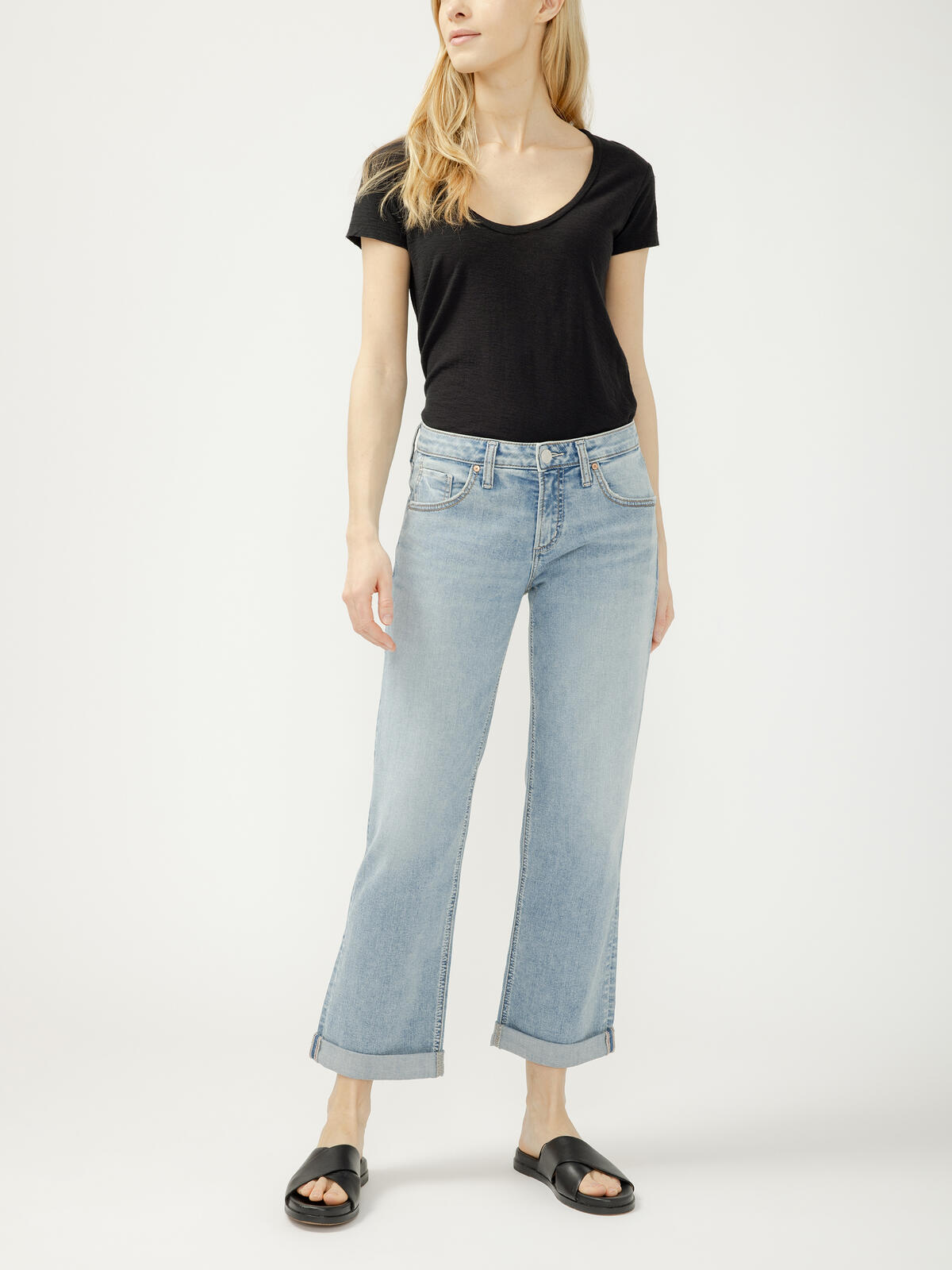 Chelsea Mid Rise Straight Leg Jeans image number 0