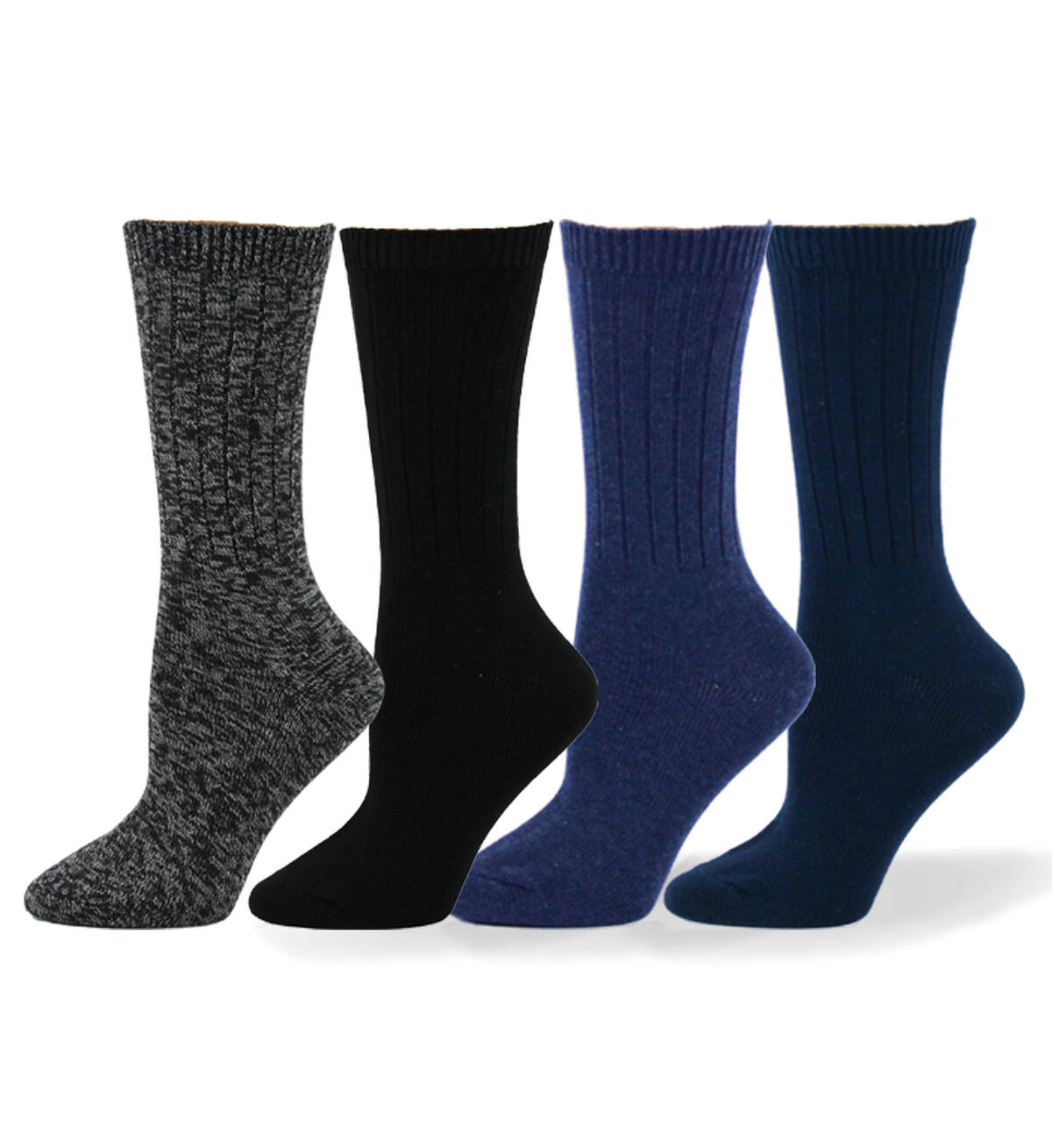 Ribbed Mid-Calf Socks, Black, hi-res image number 0}