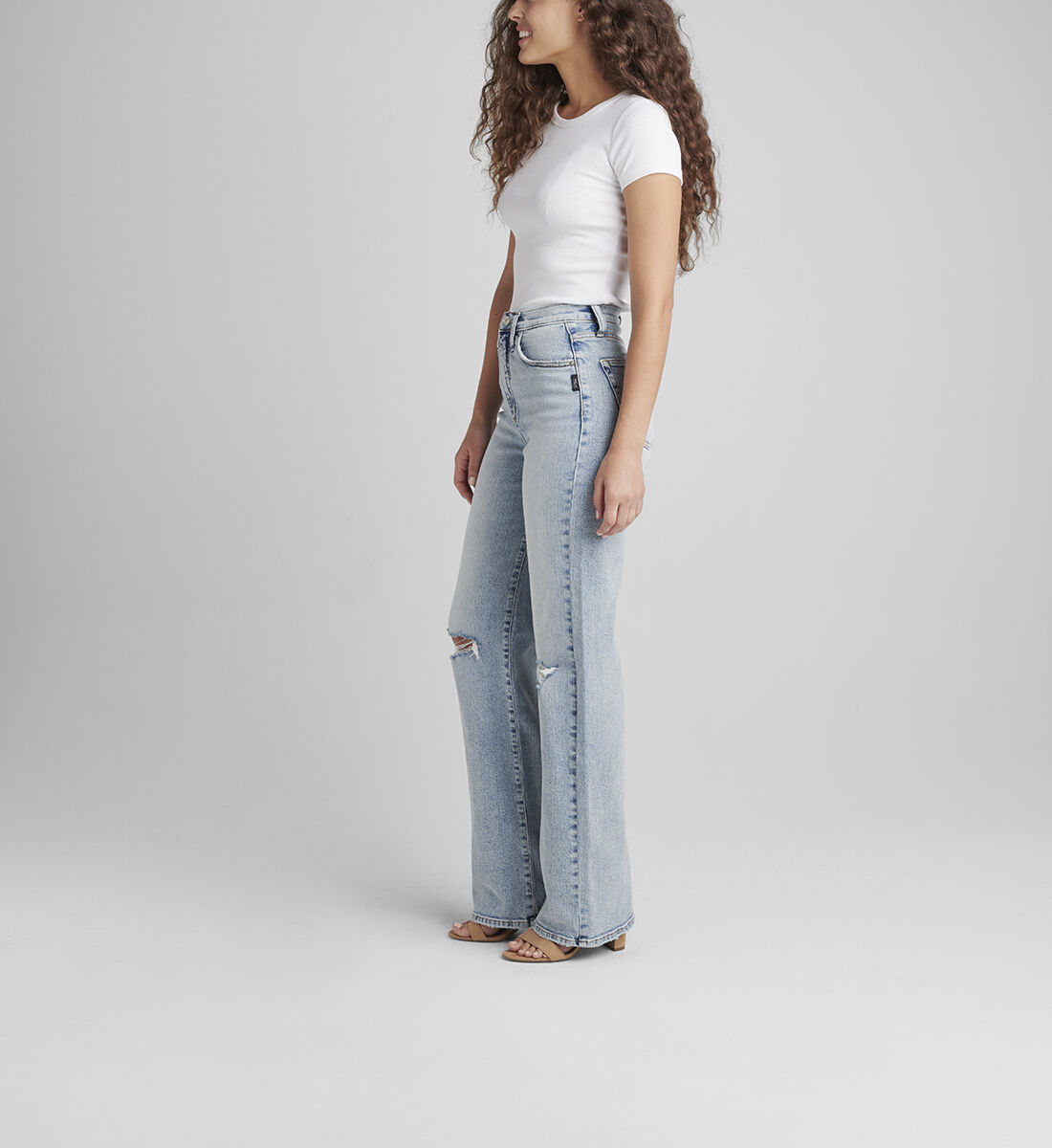 Highly Desirable High Rise Trouser Leg Jeans Side