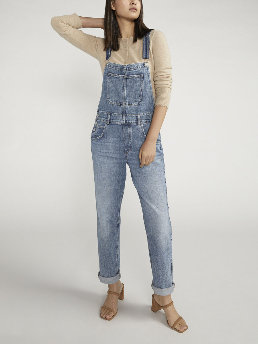 【＆her】アンドハー Voil Chambray All in one Cute Blue Jumpsuit - Chambray Jumpsuit - Wide-Leg Jumpsuit