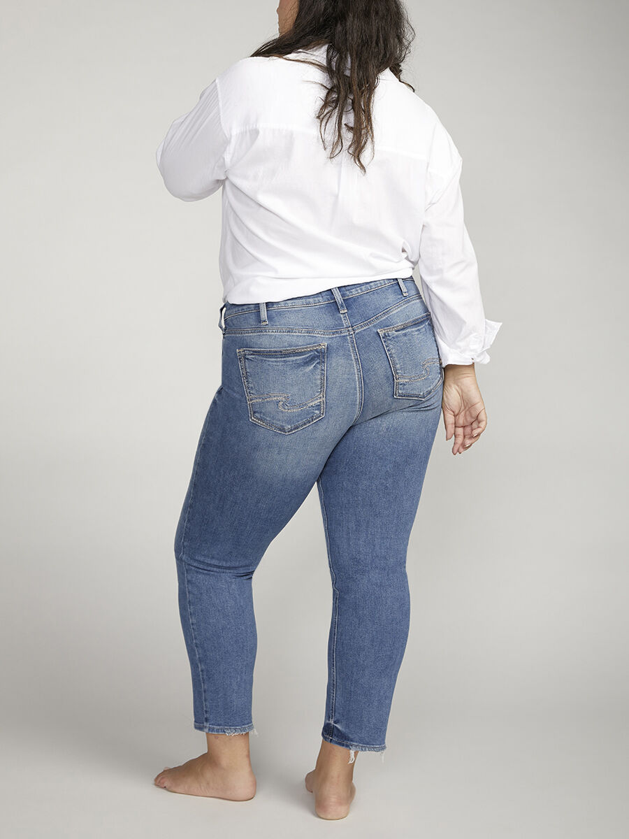 Buy Elyse Mid Rise Straight Leg Crop Jeans Plus Size for USD