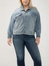 Denim Trucker Jacket Plus Size, , hi-res image number 0