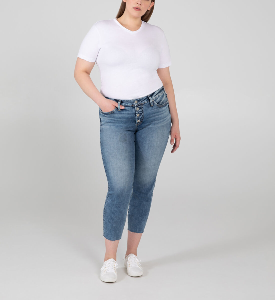 Suki Mid Rise Skinny Crop Jeans Plus Size Front