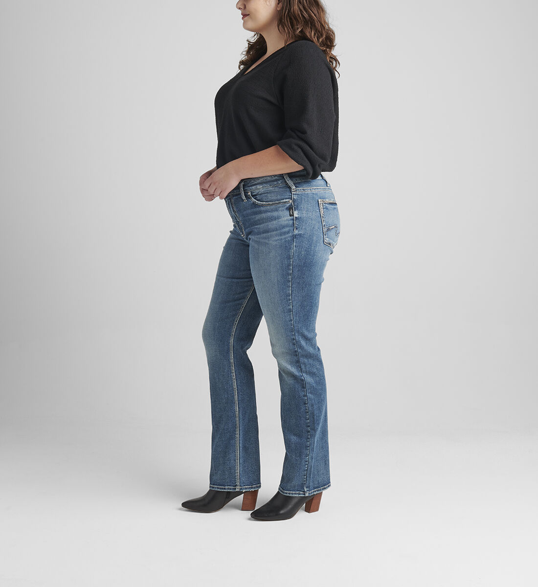 Suki Mid Rise Slim Bootcut Jeans Plus Size Side