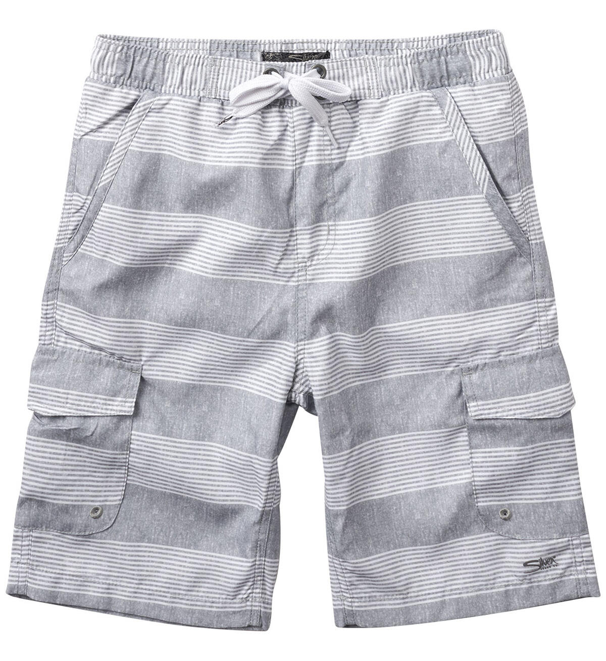 Grey Striped Swim Trunks (7-16), , hi-res image number 0