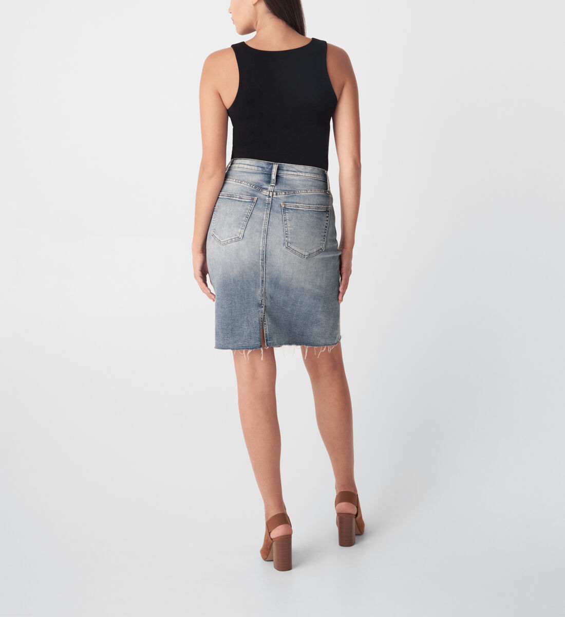 Silver online jean skirt