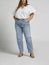Highly Desirable High Rise Slim Straight Leg Jeans Plus Size, , hi-res image number 0