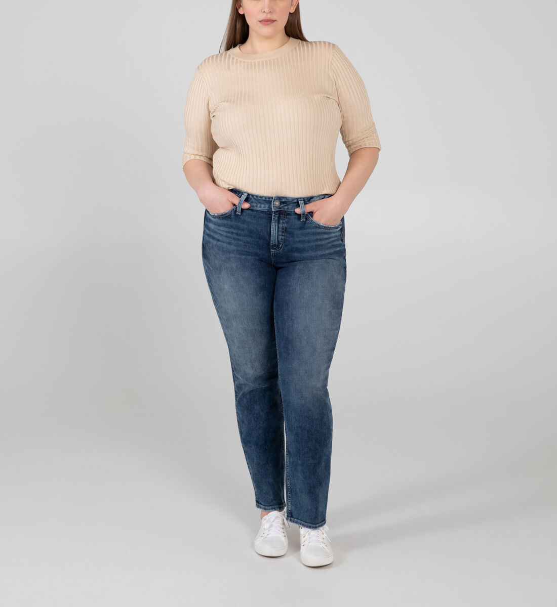 Plus size high on sale waisted straight leg jeans