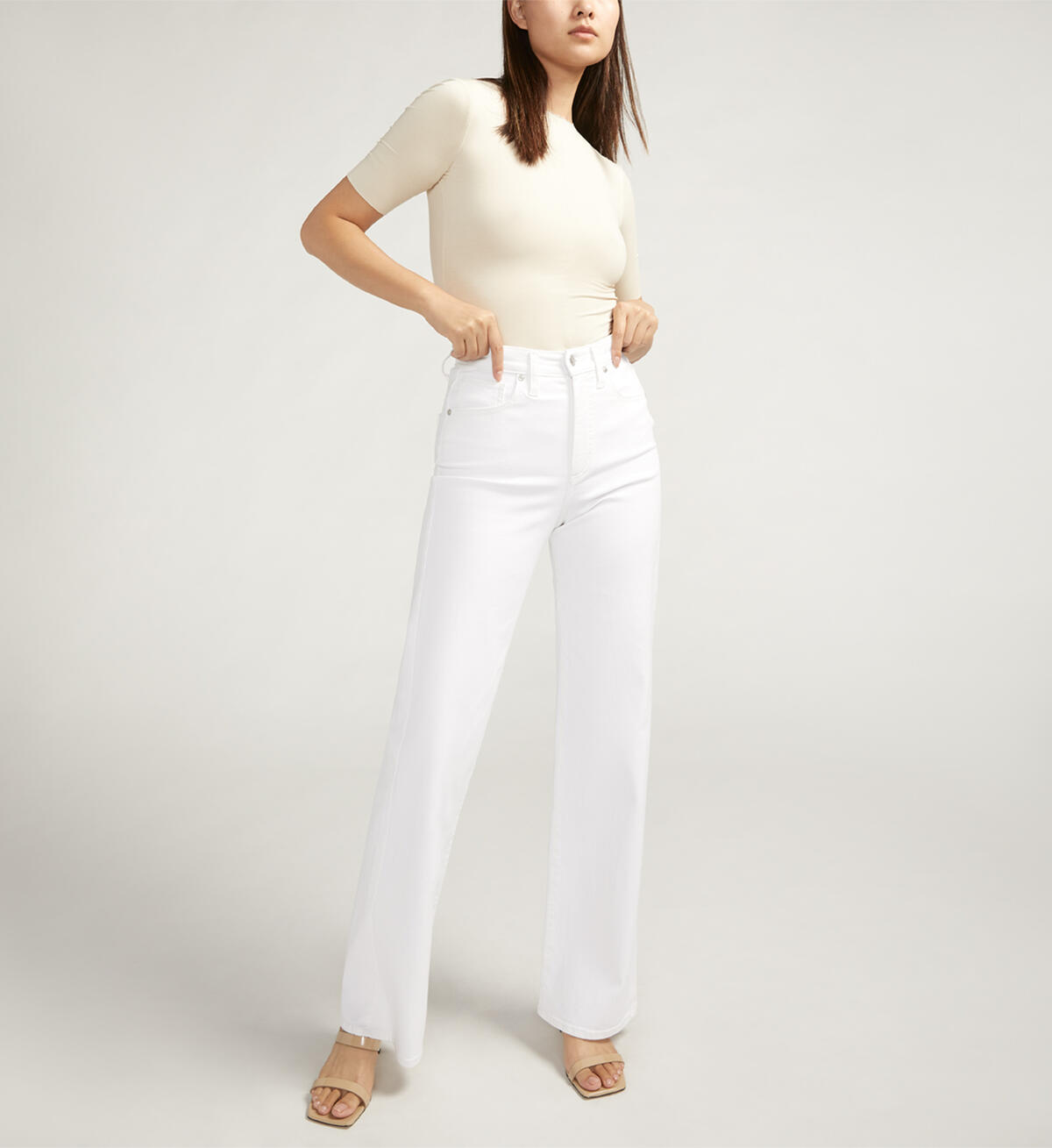 Highly Desirable High Rise Trouser Leg Jeans, , hi-res image number 0