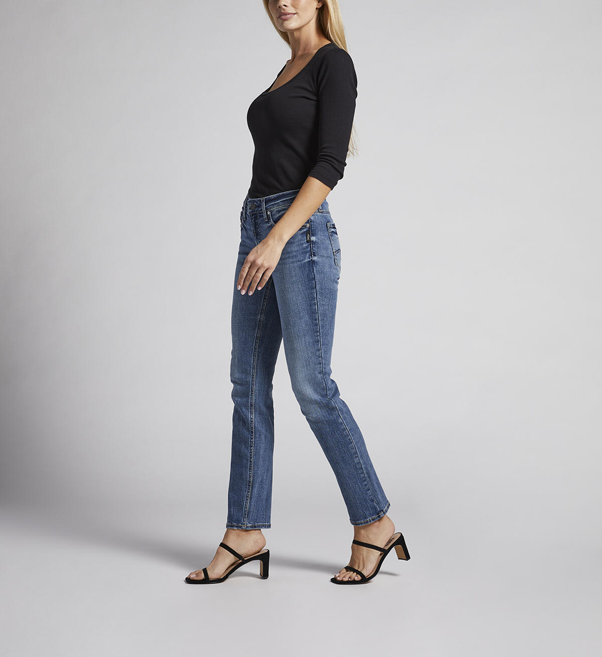 Suki Mid Rise Straight Leg Jeans, Indigo, hi-res image number 2