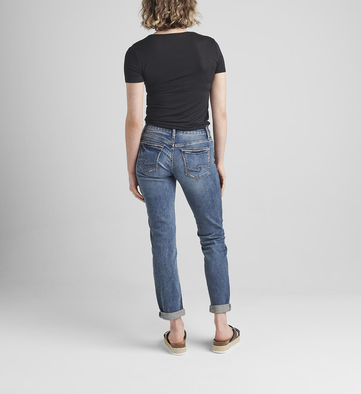 Boyfriend Mid Rise Slim Leg Jeans, , hi-res image number 1
