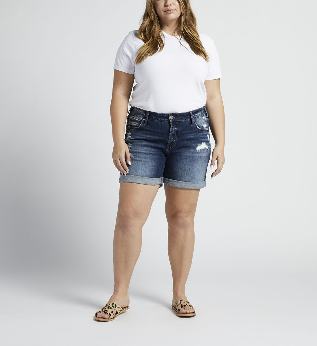 Silver jean shorts hotsell plus size