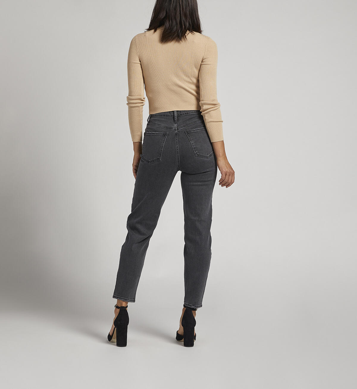 Highly Desirable High Rise Straight Leg Jeans, Black, hi-res image number 1