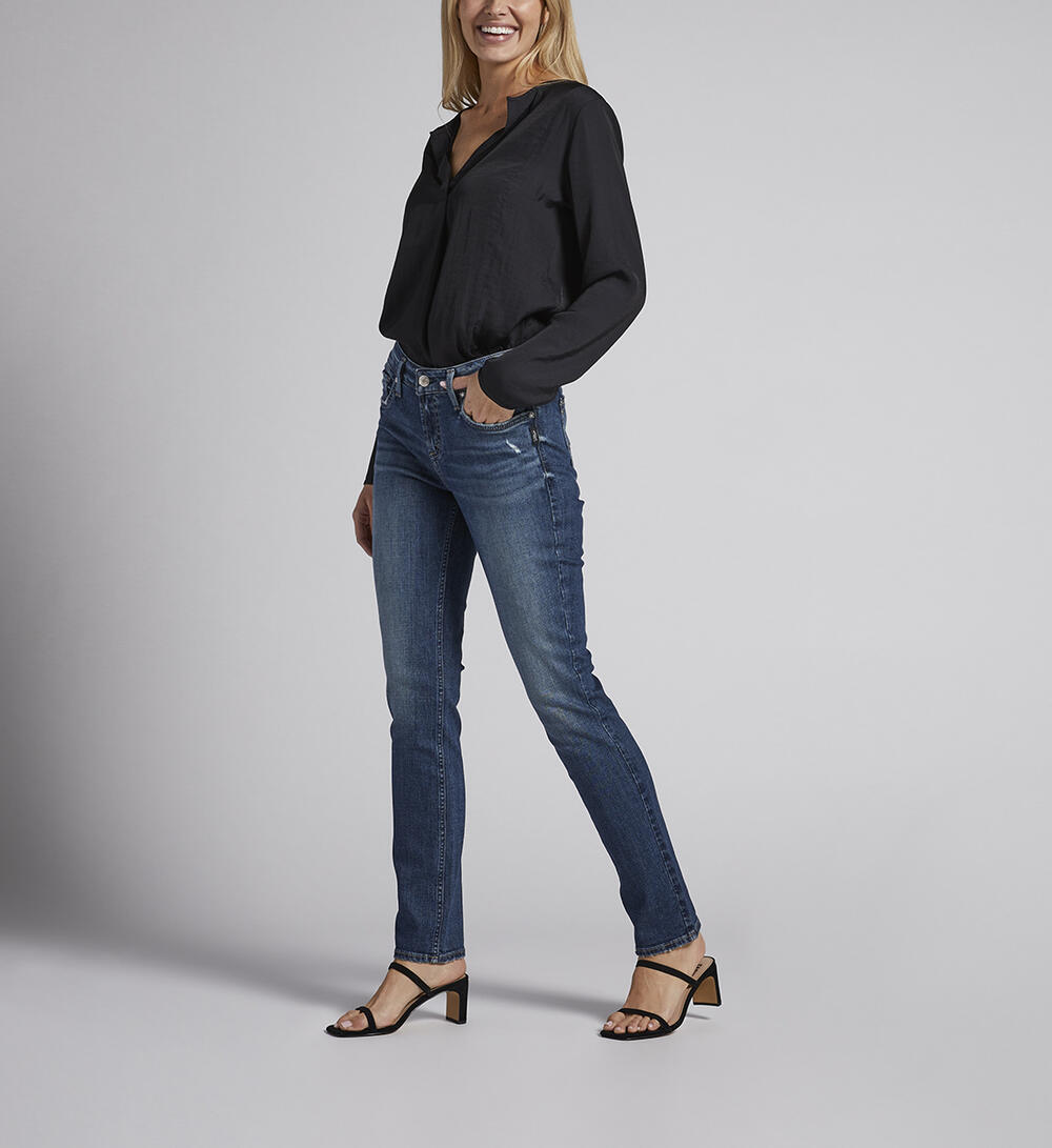 Elyse Mid Rise Straight Leg Jeans, Indigo, hi-res image number 2