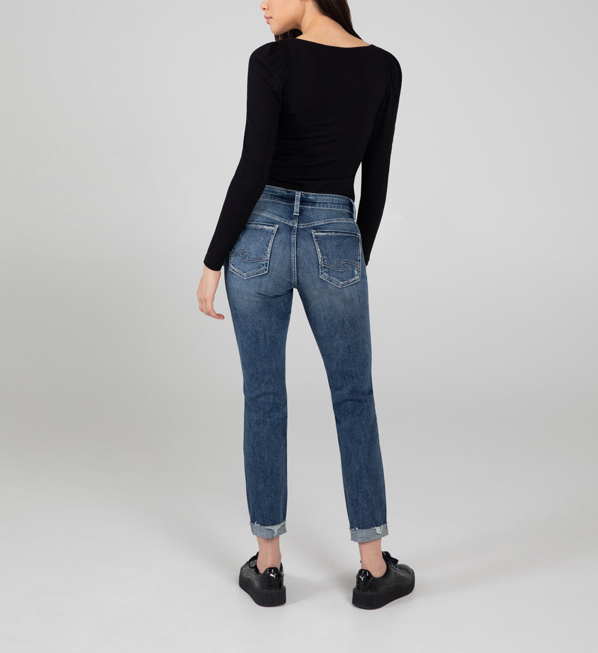 Boyfriend Mid Rise Slim Leg Jeans, , hi-res image number 1