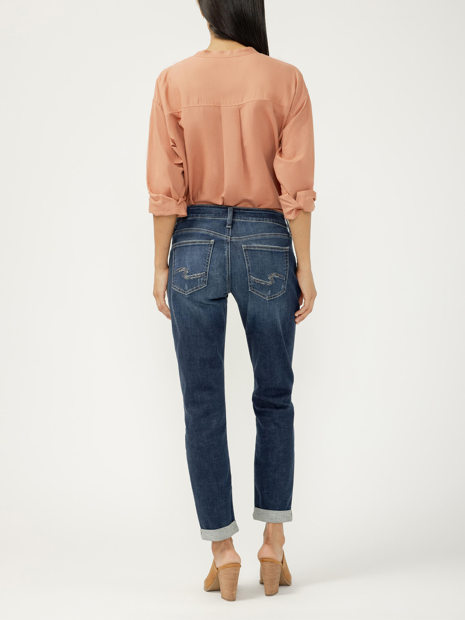 Buy Boyfriend Mid Rise Slim Leg Jeans for USD Silver Jeans