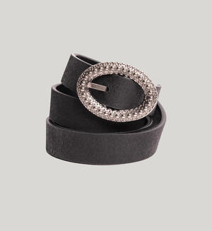 Womens Genuine Leather Belt With Textured Oval Buckle