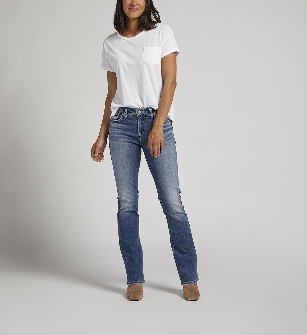 Elyse Mid Rise Slim Bootcut Jeans, Indigo, hi-res image number 0