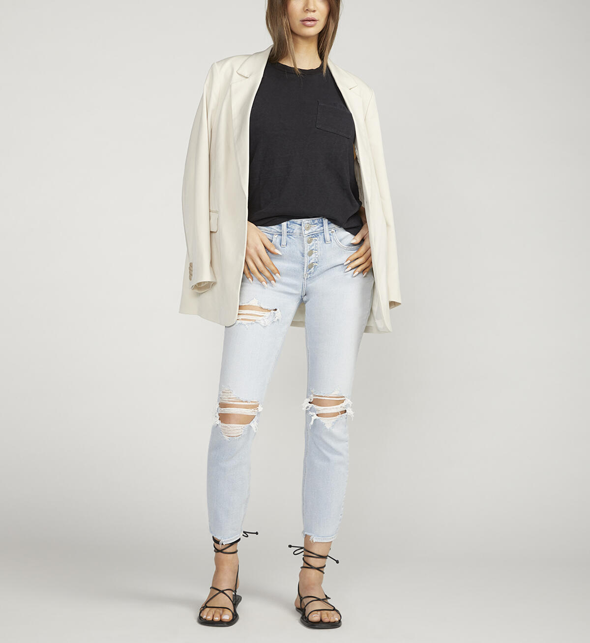Boyfriend Mid Rise Slim Leg Jeans, , hi-res image number 0
