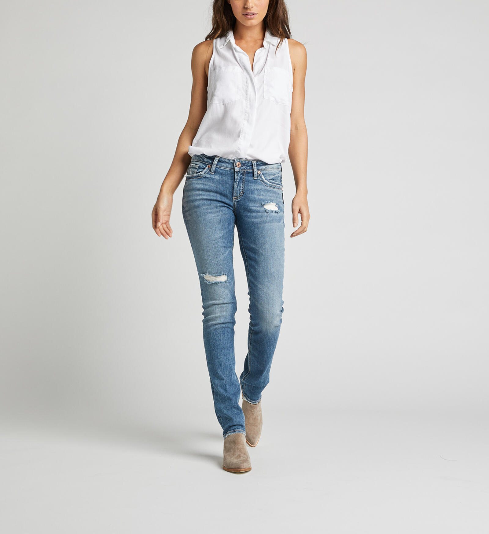 Buy Suki Mid Rise Straight Leg Jeans for USD 89.00 Silver Jeans US New