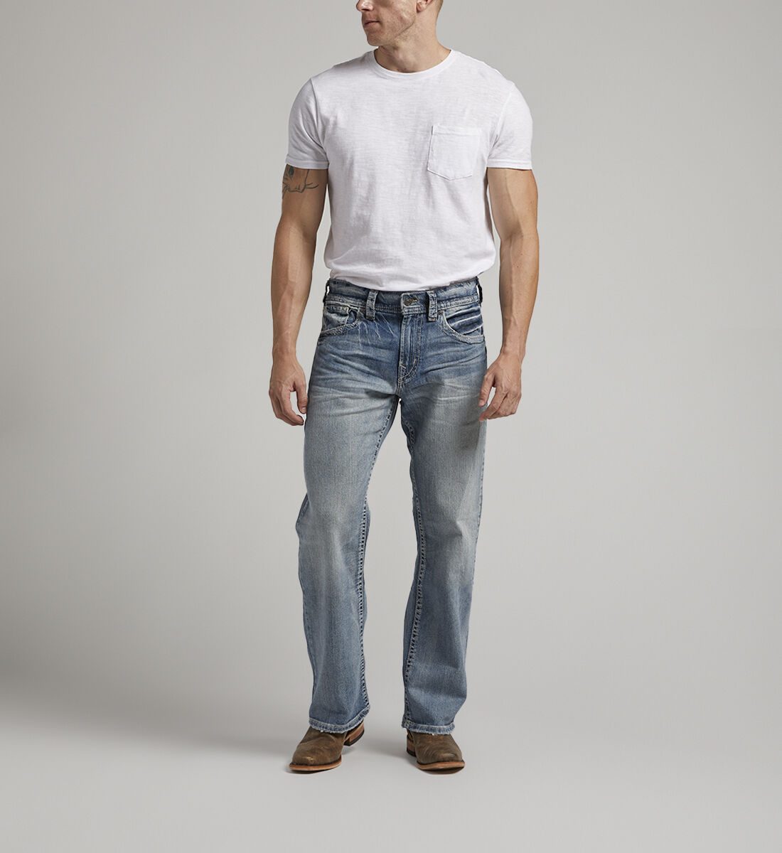 Silver jeans top