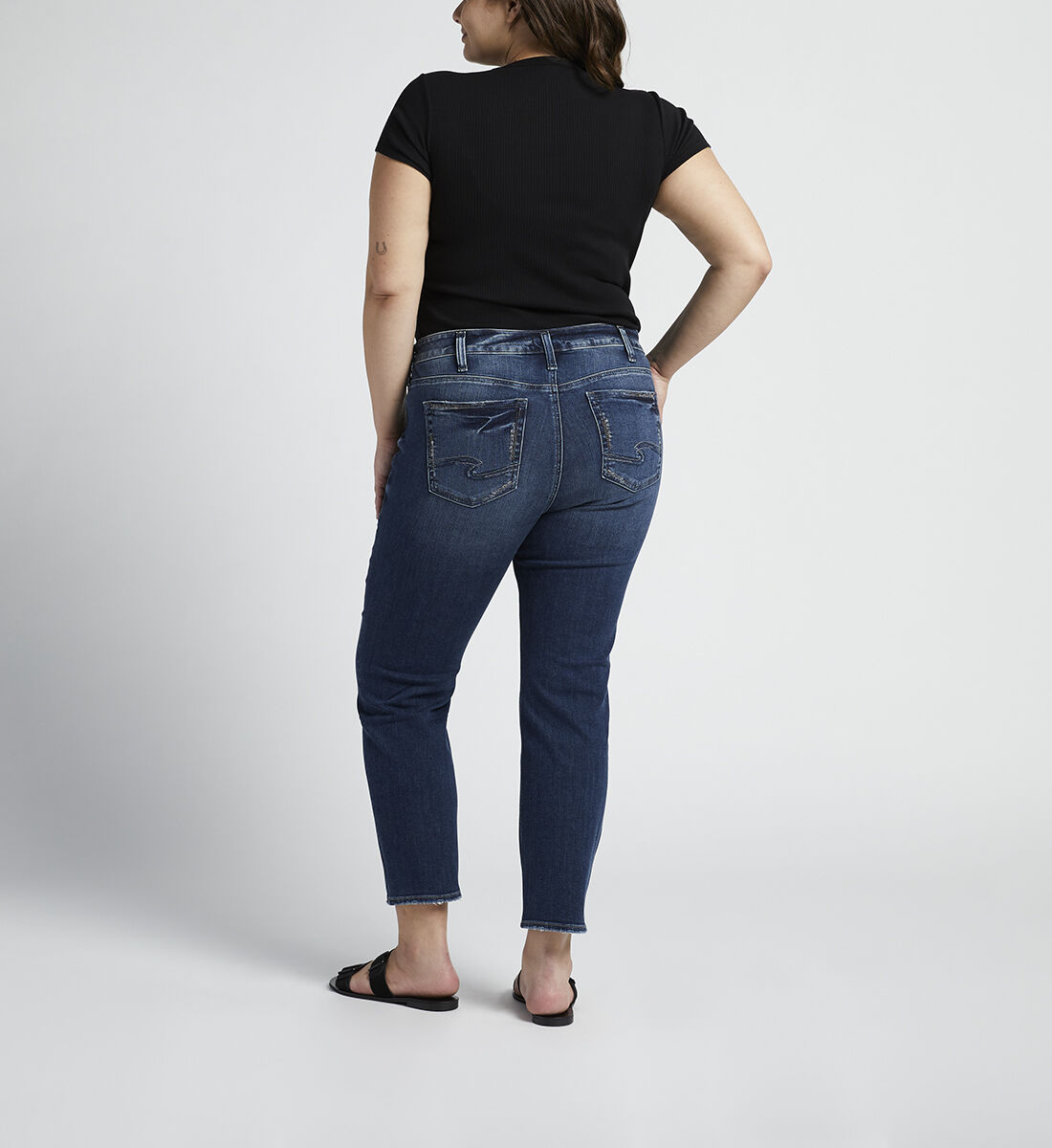 Elyse Mid Rise Straight Crop Jeans Plus Size Back