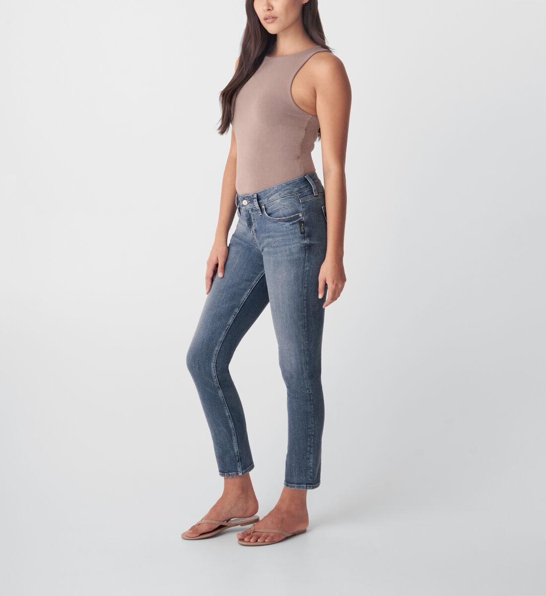 Elyse Mid Rise Straight Leg Jeans Side