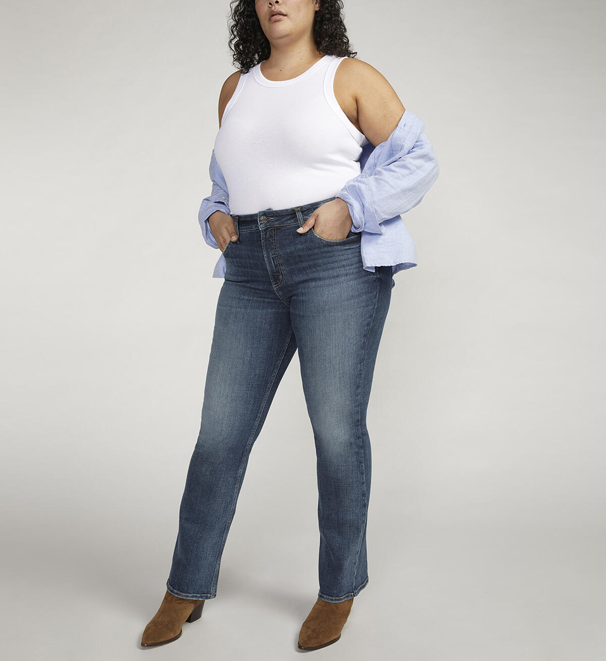 Avery High Rise Slim Bootcut Jeans Plus Size, , hi-res image number 4