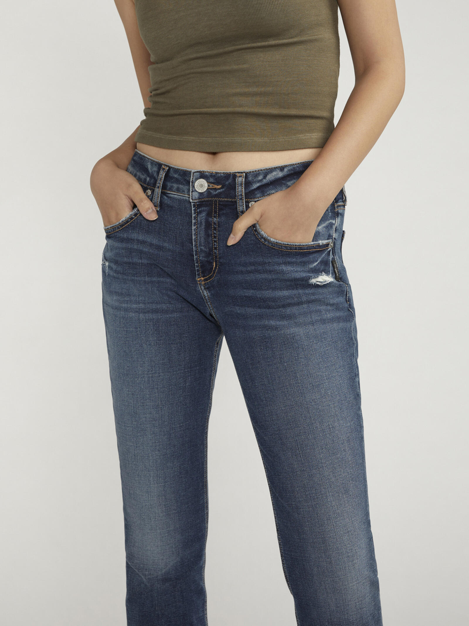 Buy Boyfriend Mid Rise Slim Leg Jeans for USD Silver Jeans
