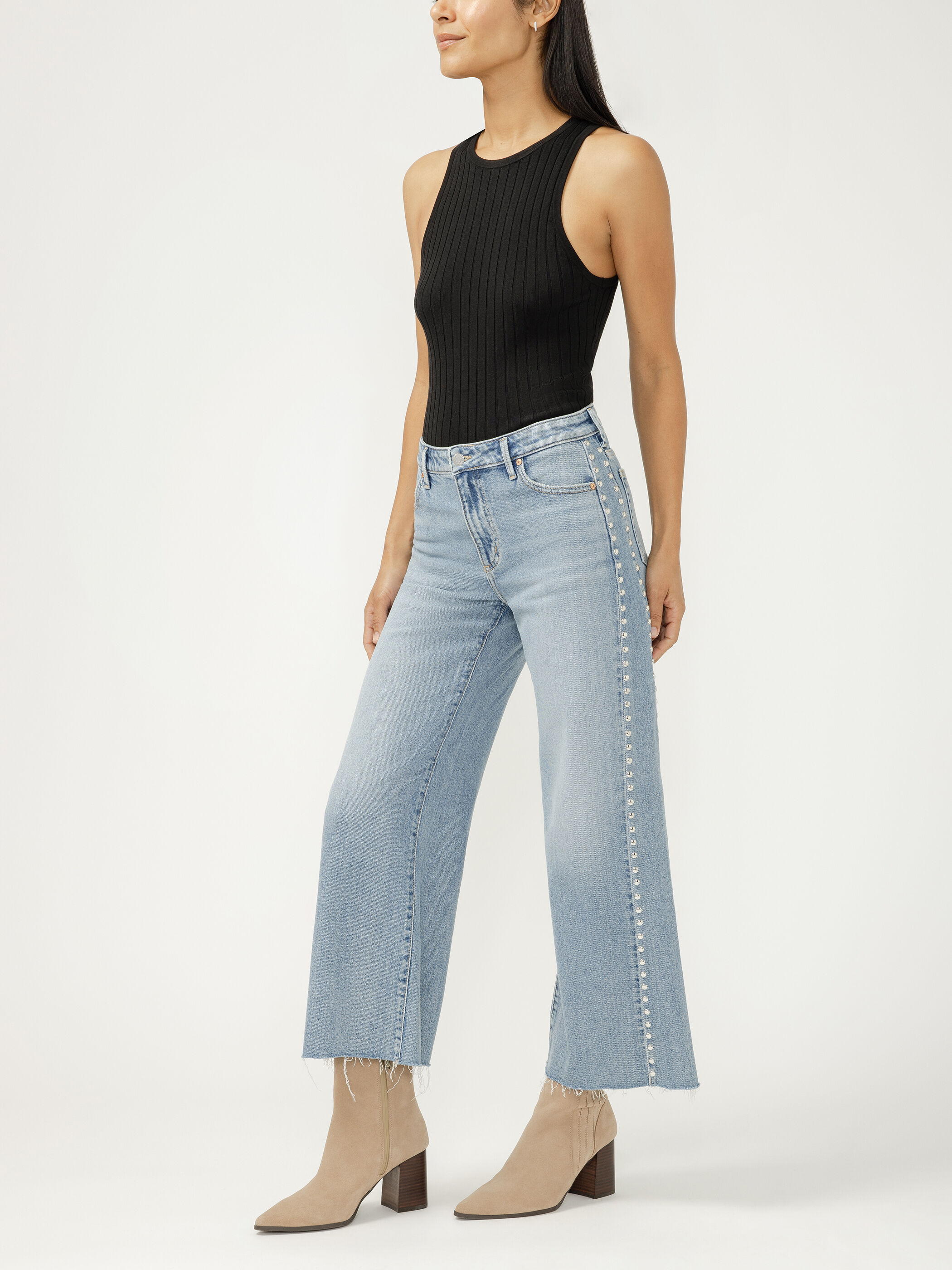 yex1445 Buy Limited Edition Studded Wide Leg Jeans for USD 109.00