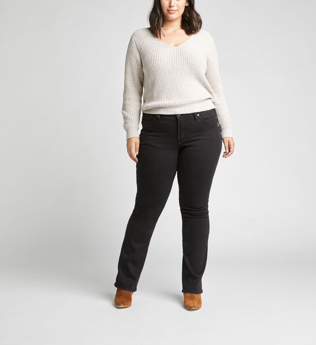 Suki Mid Rise Slim Bootcut Jeans Plus Size,Black Alt Image 1