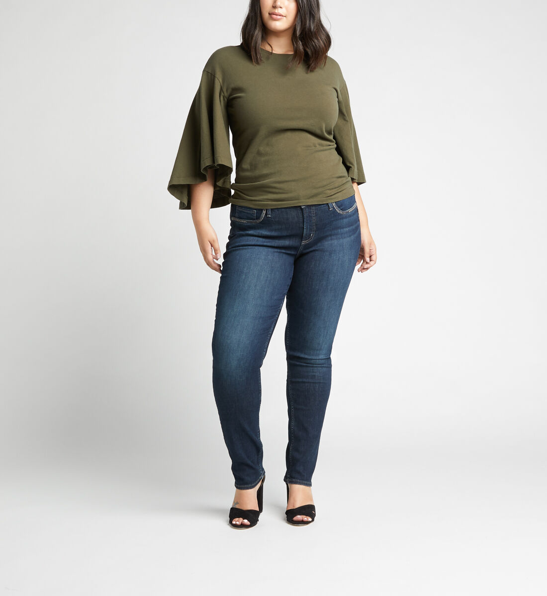 Elyse Mid Rise Straight Jeans Plus Size,Indigo Alt Image 1