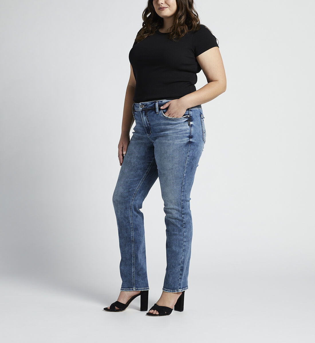 Suki Mid Rise Straight Leg Jeans Plus Size Side