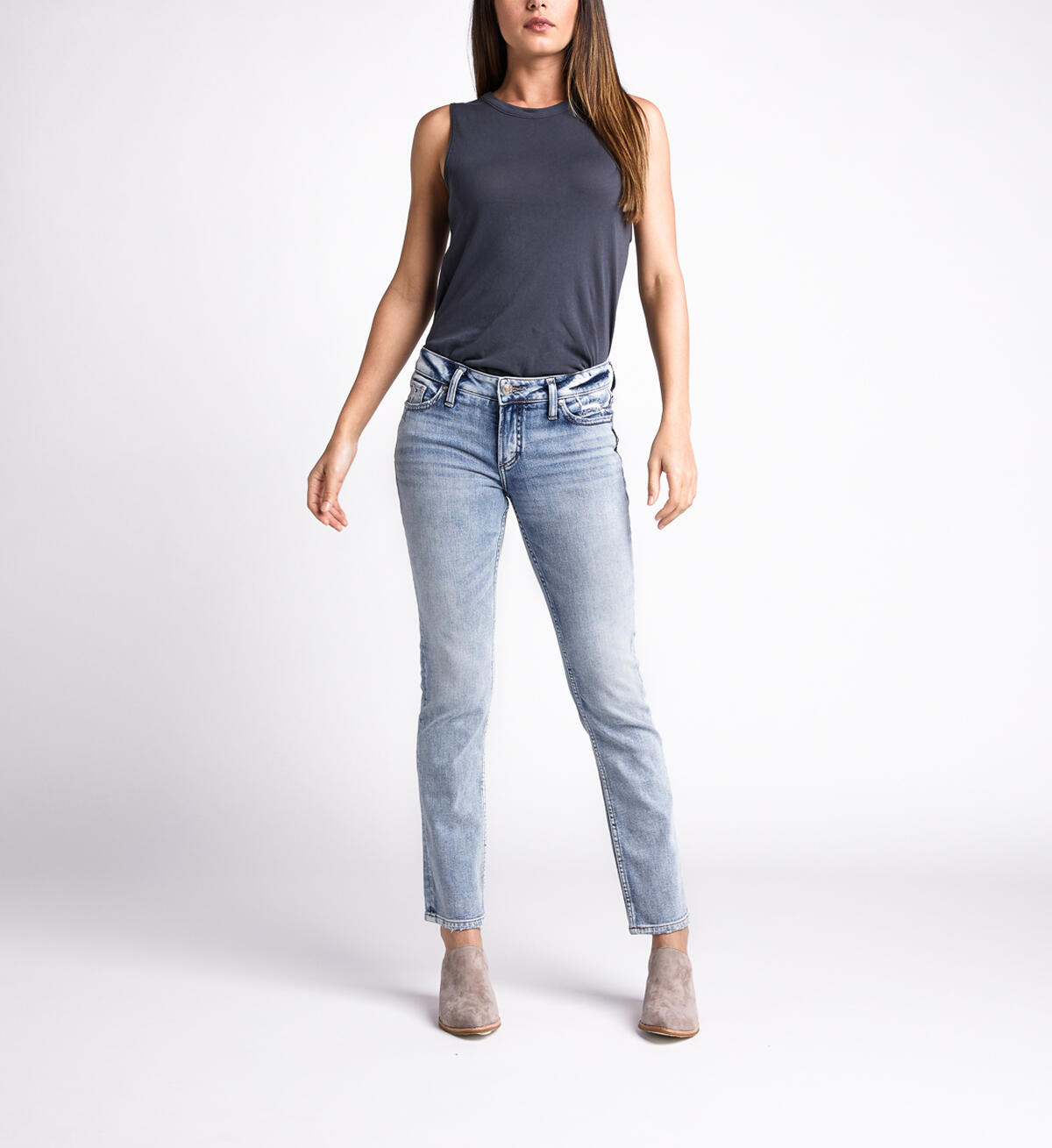 Buy Elyse Mid Rise Slim Leg Jeans for USD 89.00 | Silver Jeans US New
