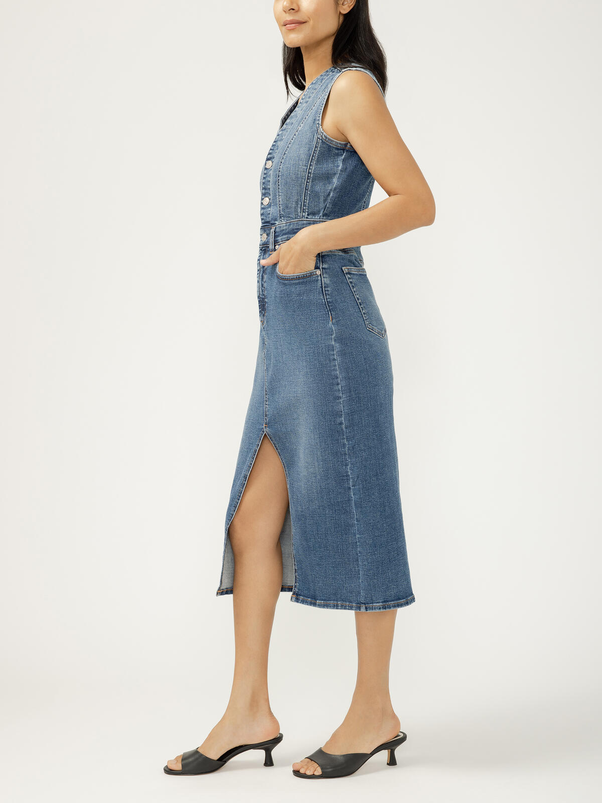midi vest dress SIMKHAI Georgina Sleeveless Vest Midi Dress in White
