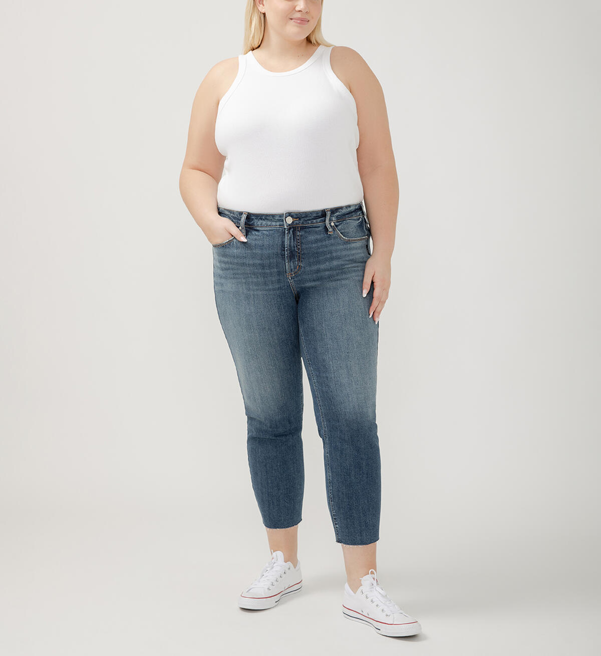 Elyse Mid Rise Straight Leg Ankle Jeans Plus Size, , hi-res image number 0