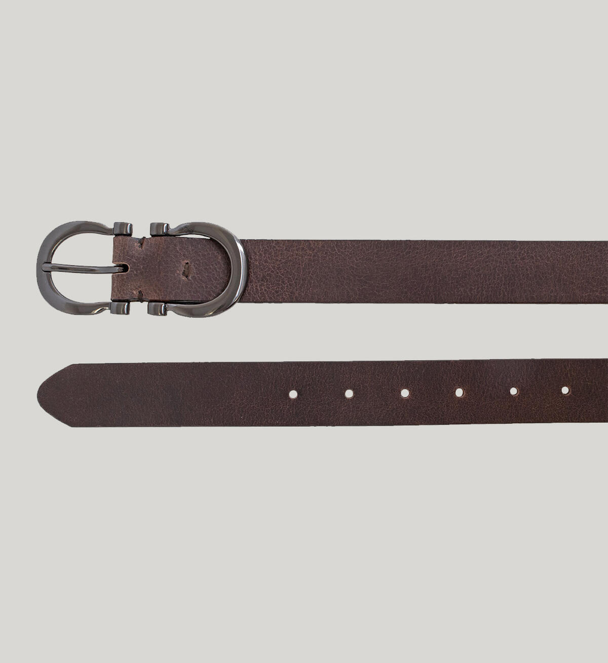 Womens Heavyweight Genuine Leather Belt, Dark Brown, hi-res image number 2